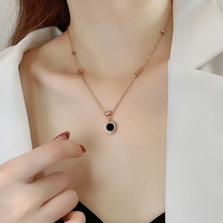Dây Chuyền Nữ, vòng cổ Titan Đá Đen Cá Tính