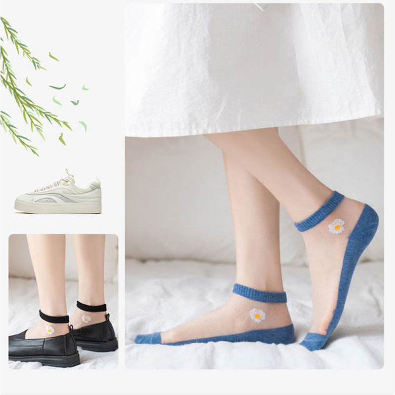 Vớ (Tất) Nữ Ngắn Lưới Hình Hoa Cúc