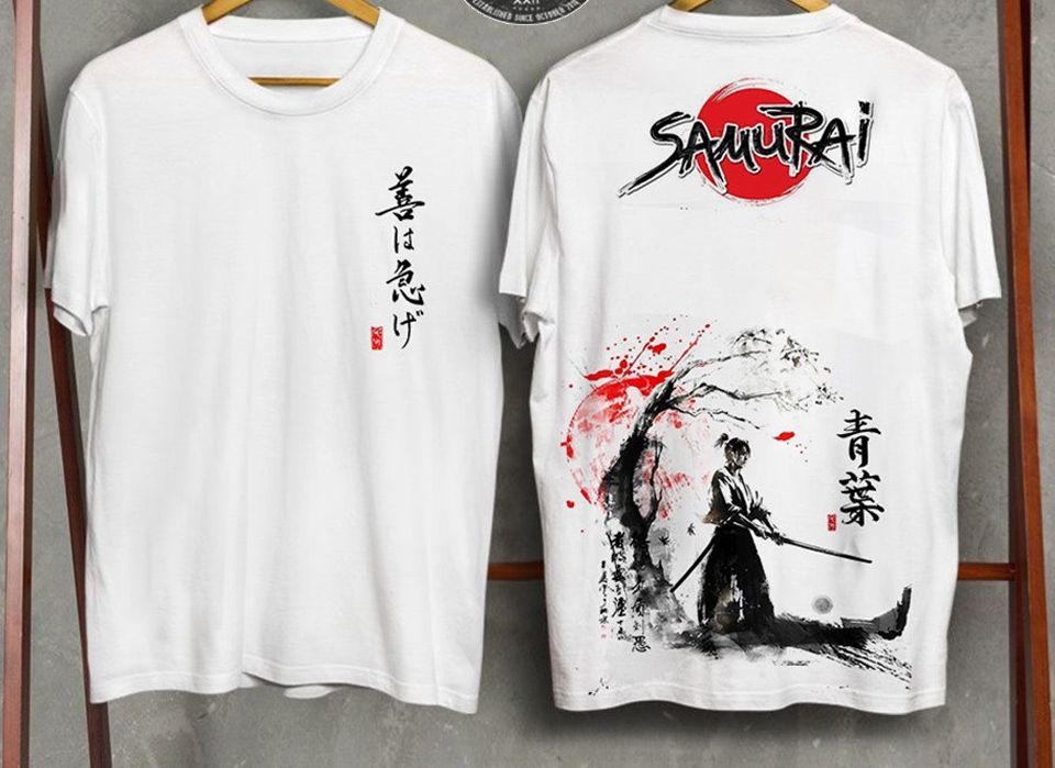 Áo thun samurai thư pháp cao cấp | có full size | tay lỡ unisex