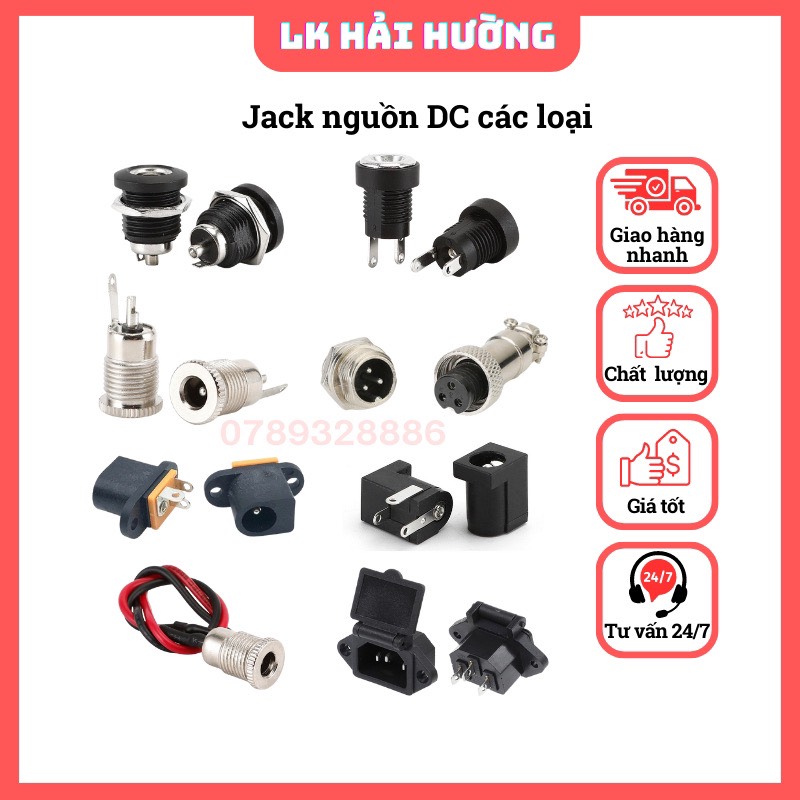 Jack nguồn DC 5.5*2.1mm, 5.5*2.5mm các loại
