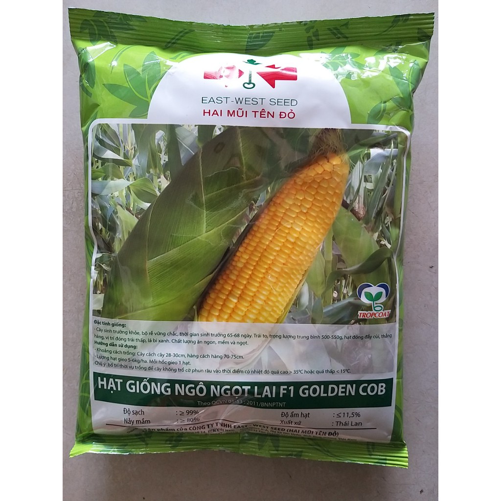 Hạt giống bắp mỹ golden cob Hai Mũi Tên Đỏ gói 500g