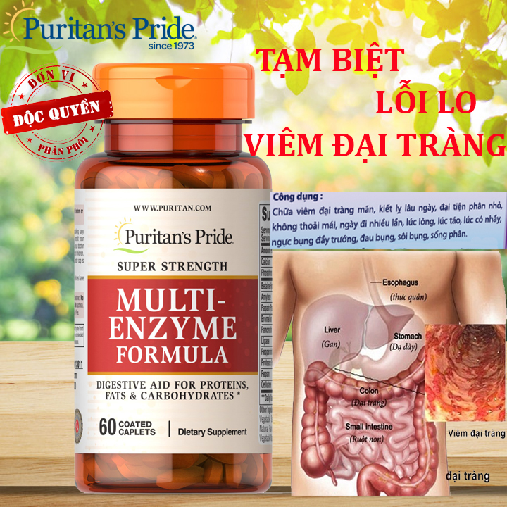 Hỗn hợp men tiêu hóa Multi Enzym Formula 60 viên Puritan's Pride