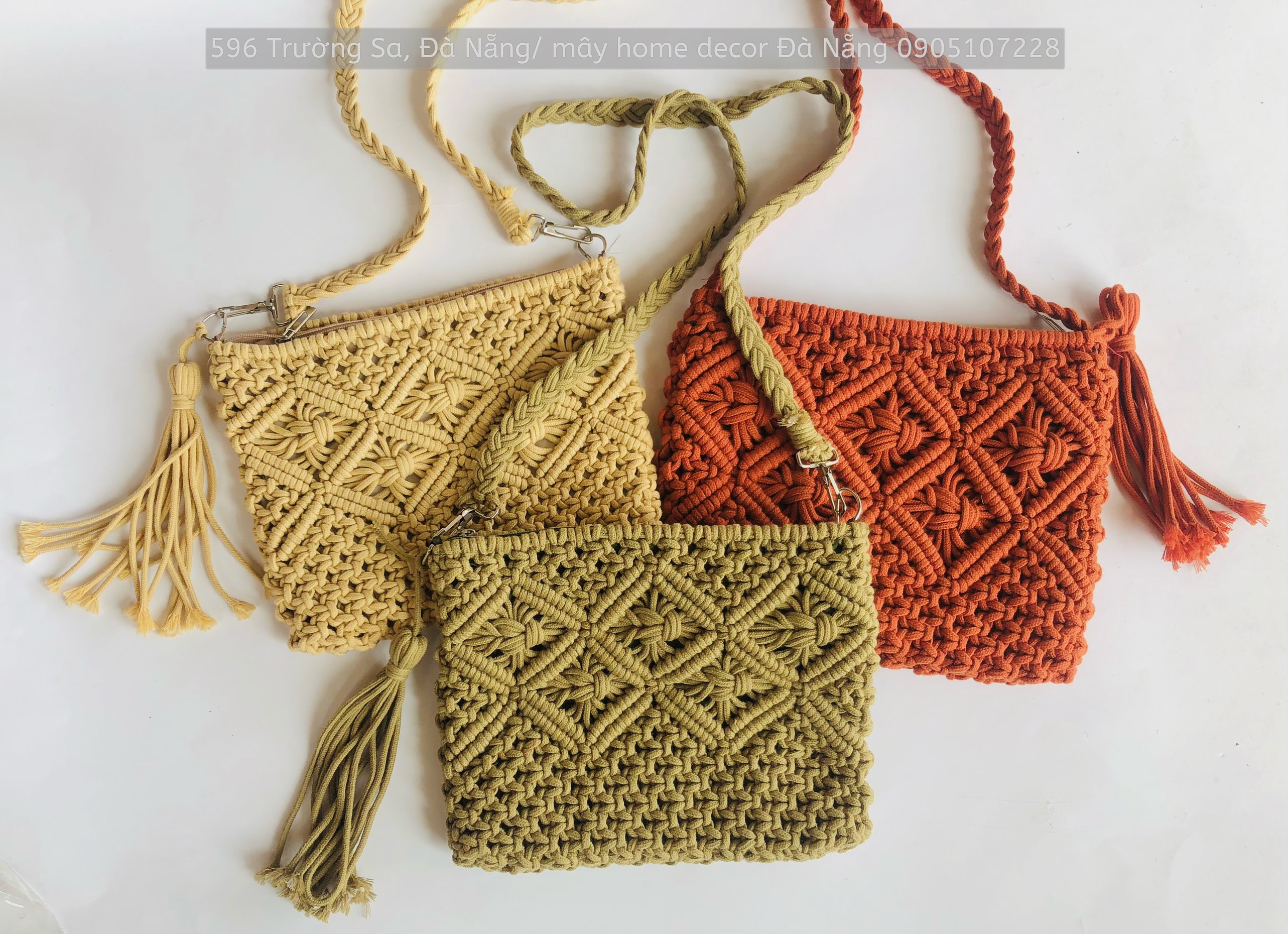 [Hàng Handmade] Túi Đeo Cho Nữ Phong Cách Vintage, Ví Len Macrame Có Dây Đeo Nhỏ Gọn Phù Hợp Với Đi Dự Tiệc, Ăn Cưới- Macrame Clutch with the cross strings