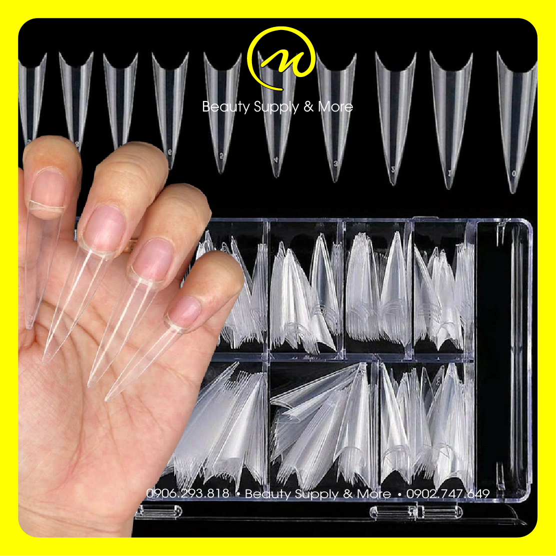 Tip Nhọn, Dài Nối Móng Trong/ Đục (Hộp 500 Móng) | NGÀNH NAIL