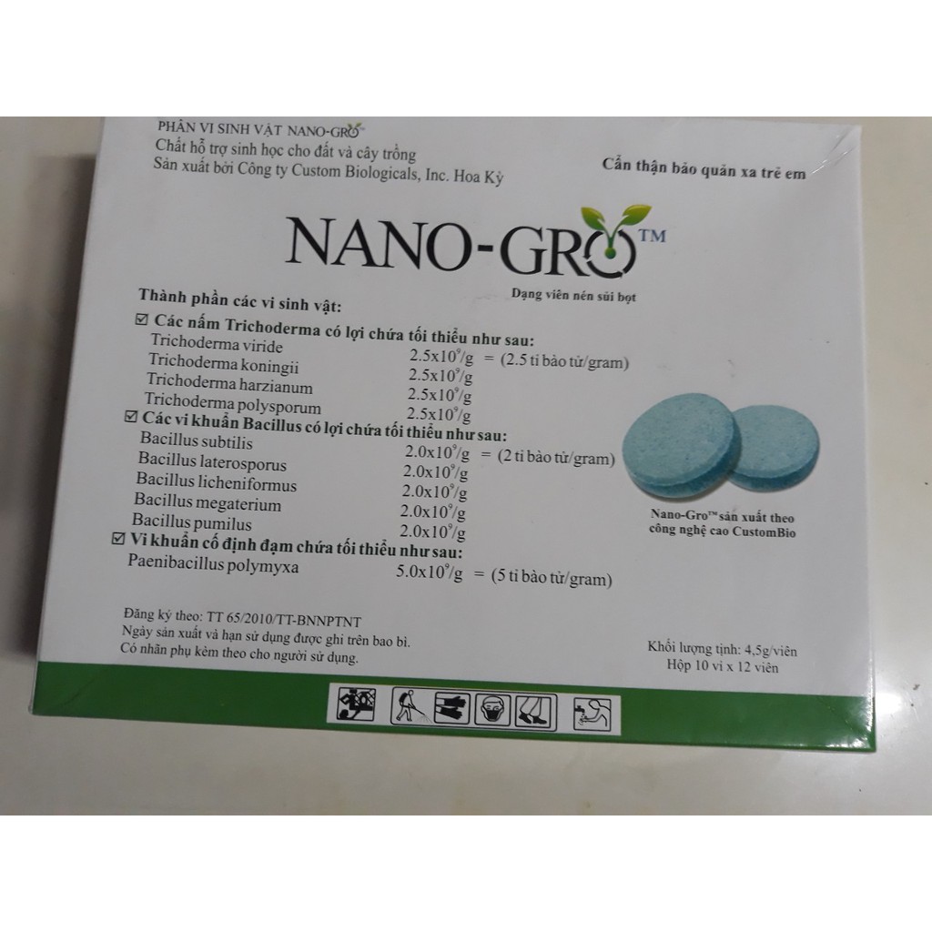 1 Viên sủi vi sinh Nano-gro Tricoderma cải tạo đất, phòng nấm bệnh, héo rũ, ủ phân hữu cơ