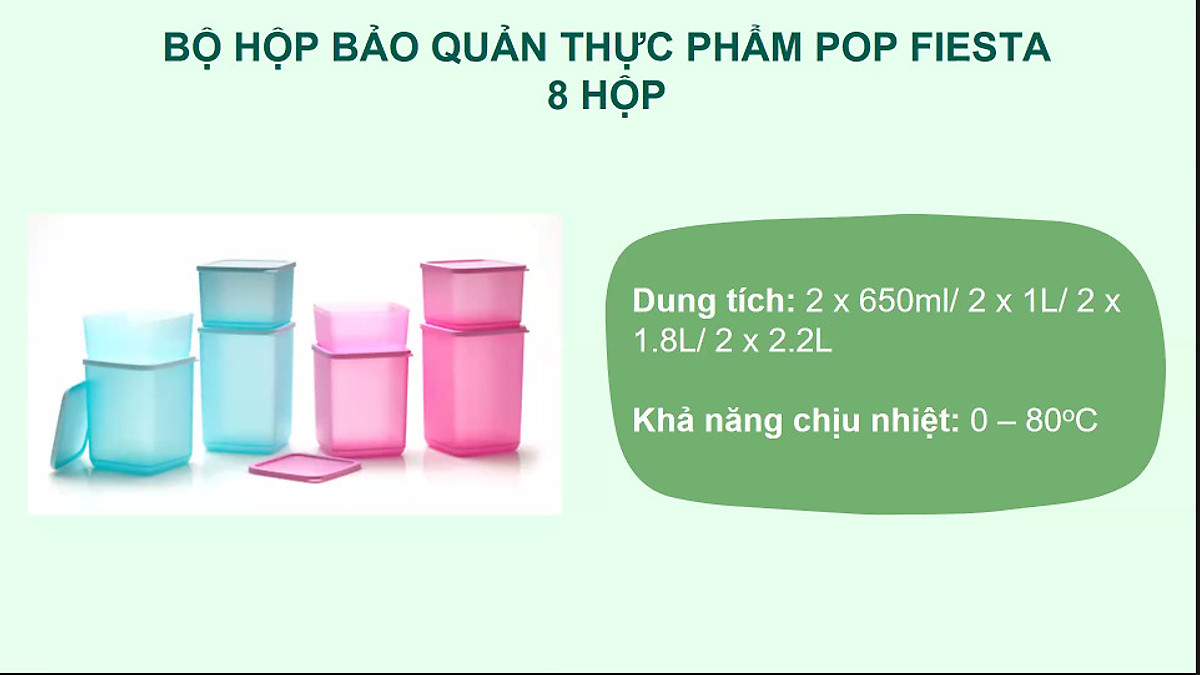 Bộ hộp bảo quản thực phẩm Tupperware Pop Fiesta