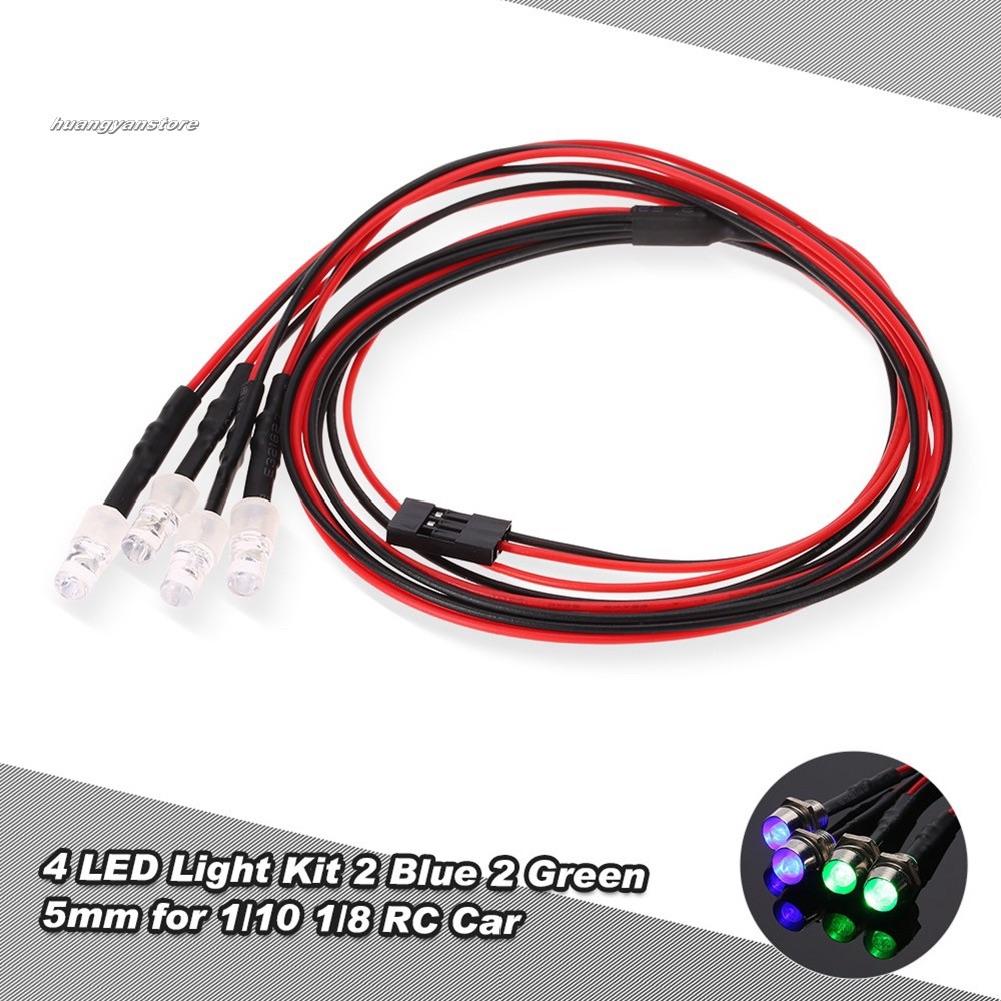 Bộ đèn led 4 bóng cho xe điều khiển rc xài nguồn 6v từ recieve