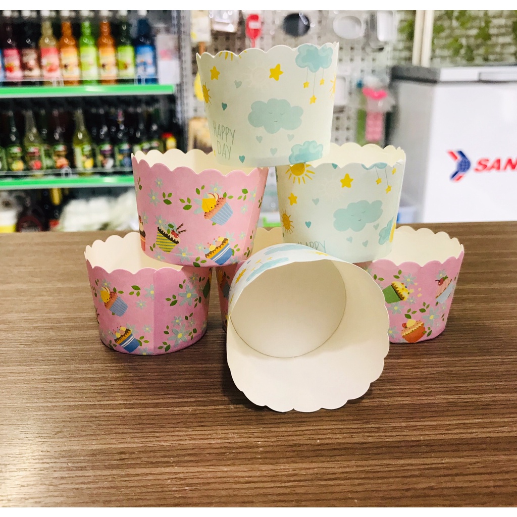 Ly giấy cứng làm bánh cupcake (dây 50 cái)