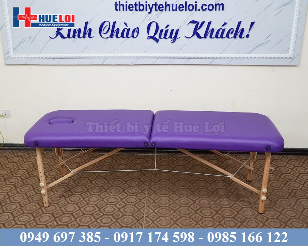 Giường spa chân gỗ châm cứu trị liệu