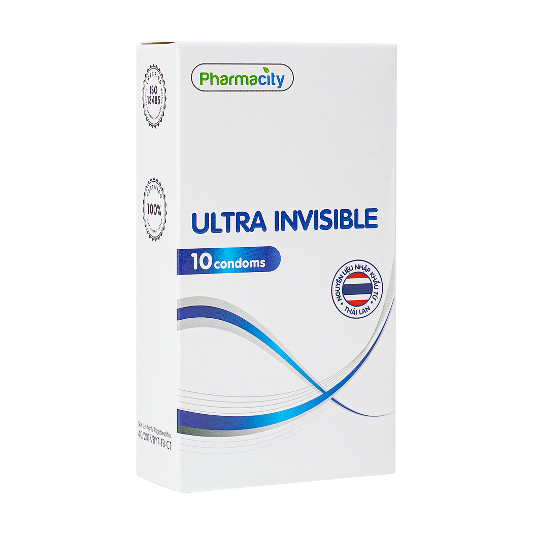 Bao cao su siêu mỏng Pharmacity Ultra Invisible (10 cái/hộp)