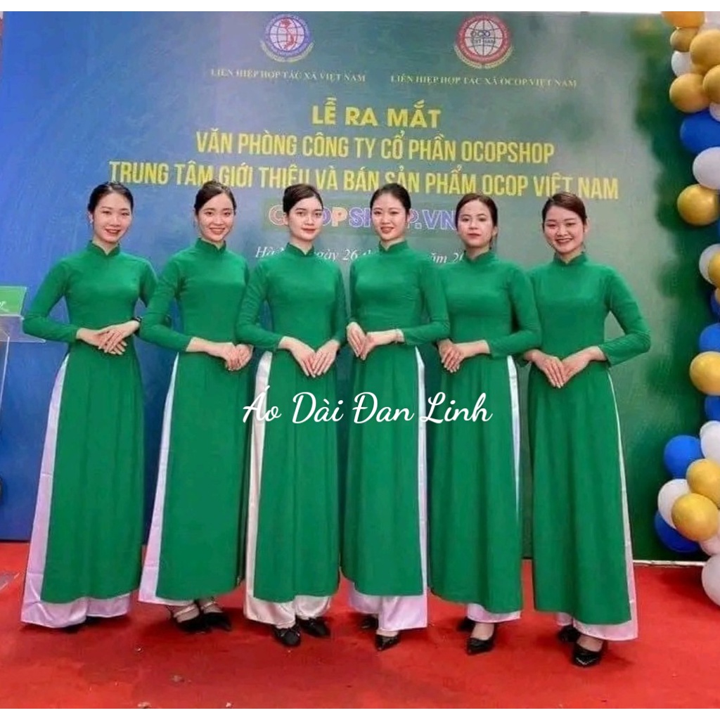 Áo dài màu xanh lá, đồng phục áo dài xanh đẹp - Áo Dài Đan Linh