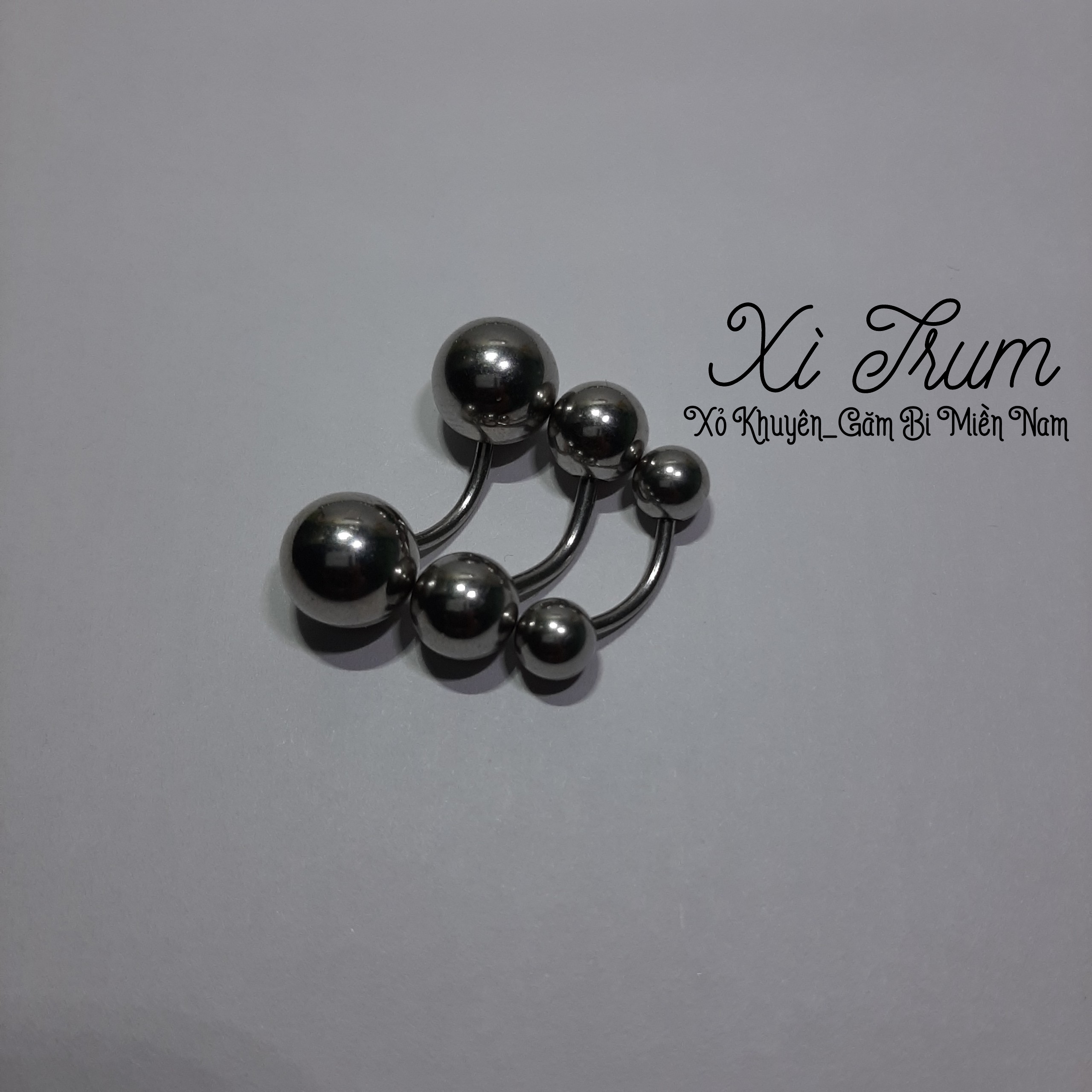 01 Khuyên chuỳ CONG bi INOX cho Nam ( KHÔNG KÈM KIM XỎ )