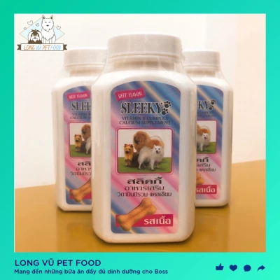 1 hộp Canxi - Vitamin Sleeky Thái bổ sung tổng hợp canxi và vitamin cho răng và xương khớp chó mèo - Long Vũ Pet Food