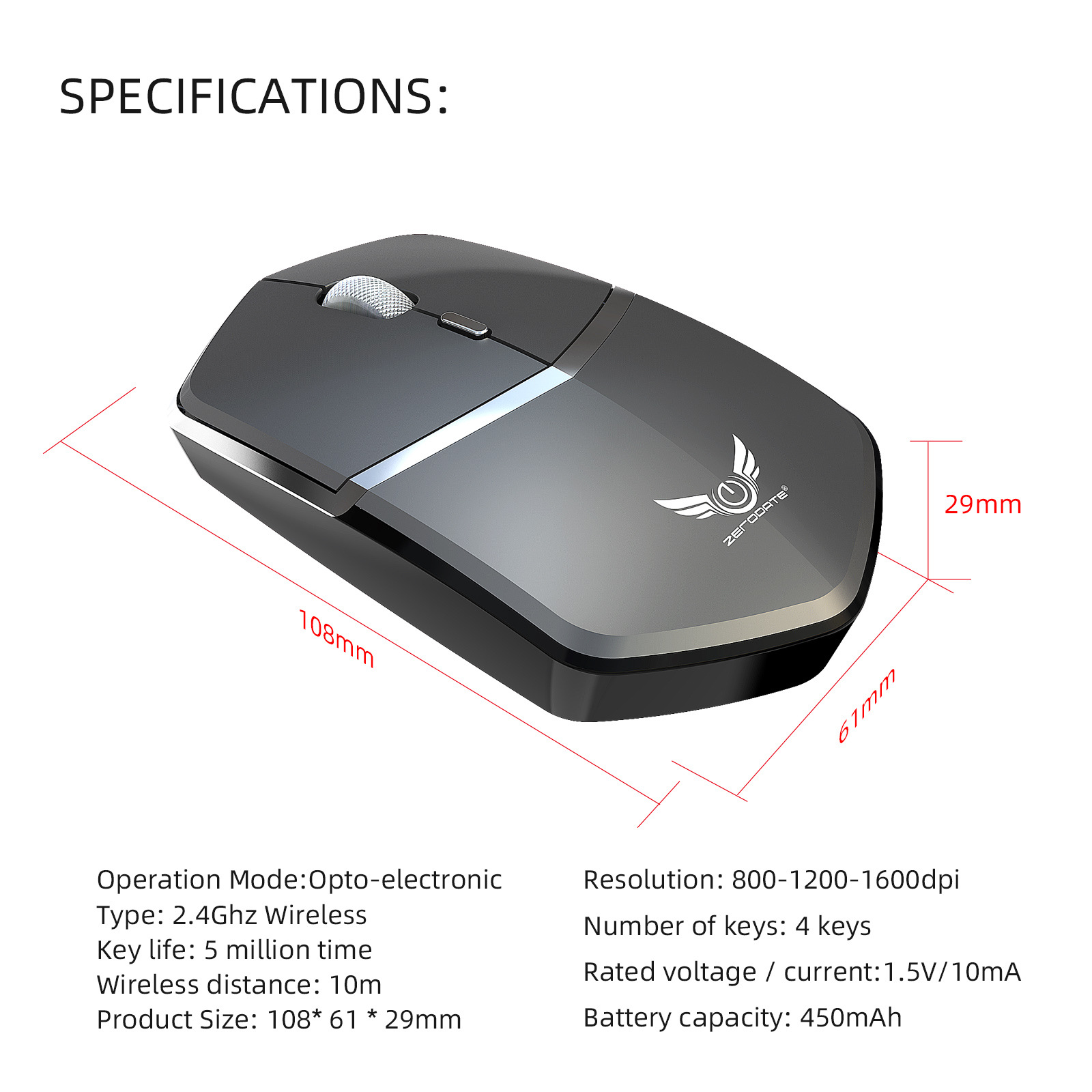 Chuột Bluetooth Gaming Zerodate Cao Cấp