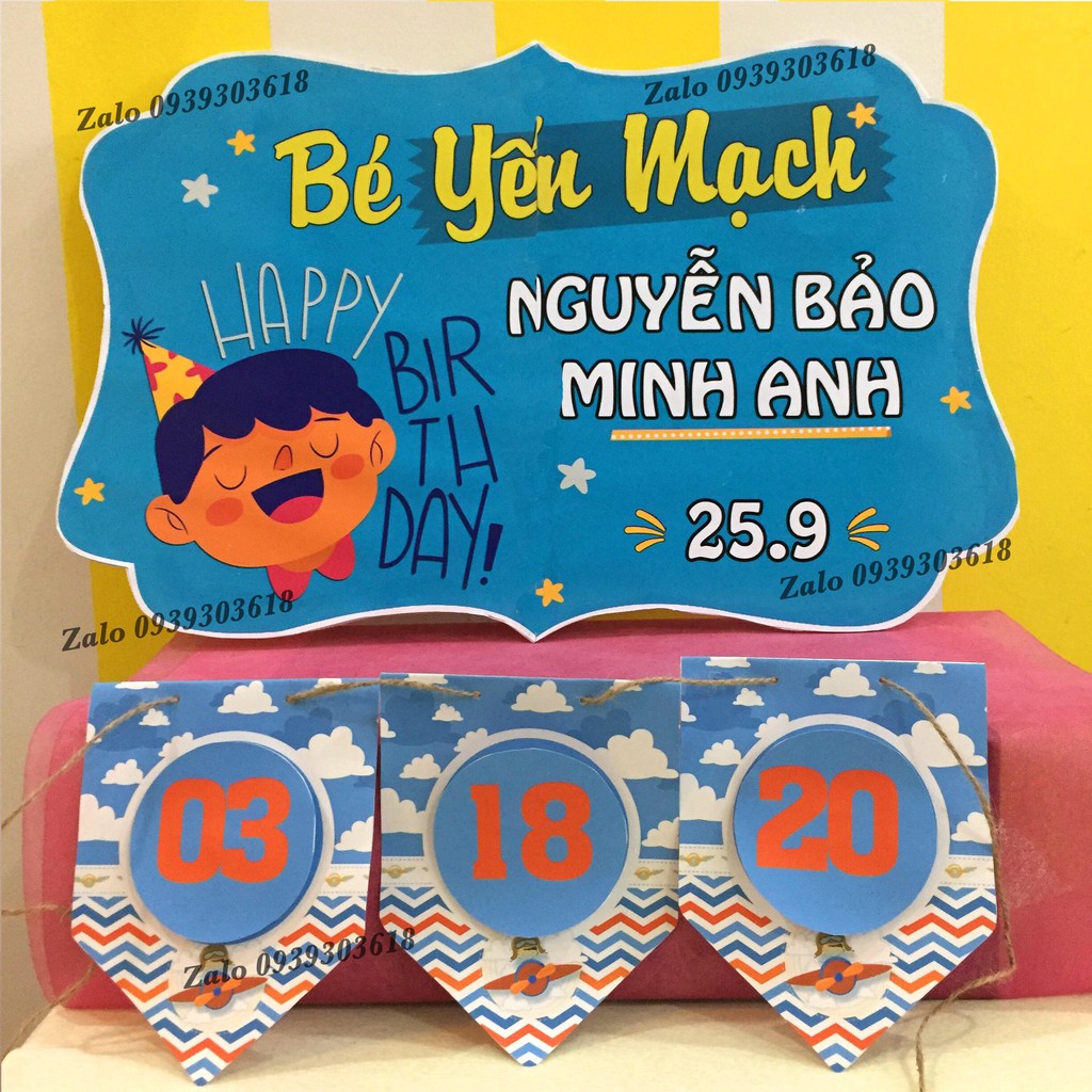 Nhận Đặt gấpBảng treo tường trang trí sinh nhật chibi cho bé