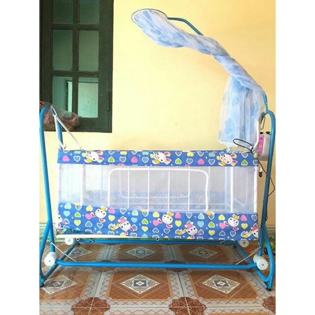 Nôi điện đại vĩ 2 tầng màu xanh ( tặng kèm võng cho bé )