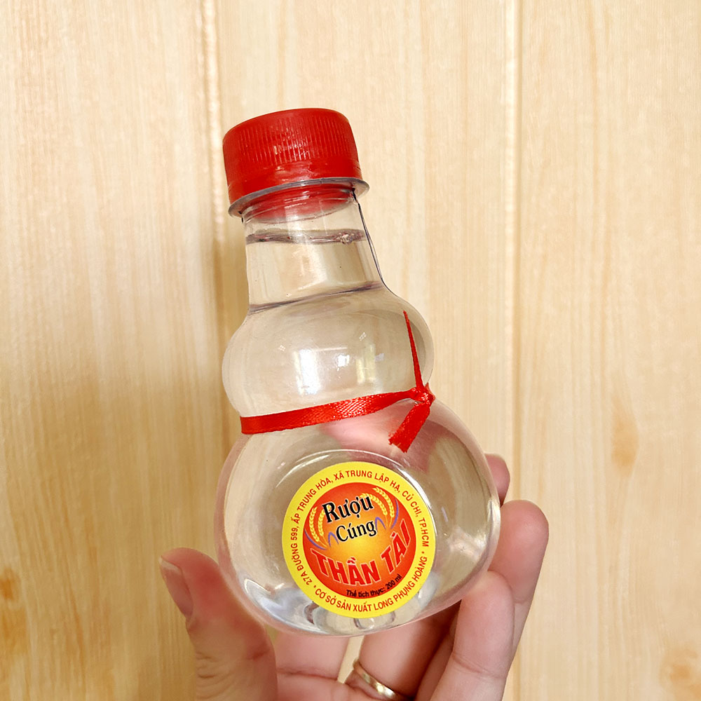 (HÀNG CÚNG KHÔNG UỐNG) Chai rượu cúng 200ml dạng bầu hồ lô