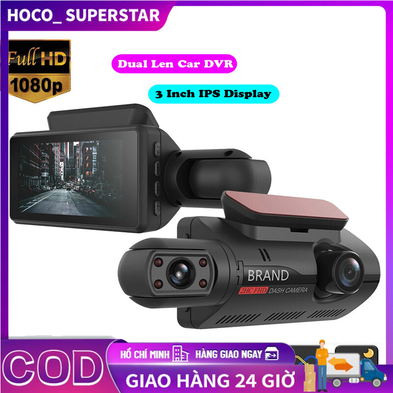 Ống kính kép dvr camera hành trình ô tô, máy quay video wdr màn hình full hd 1080p 3.0 inch camera xe hơi