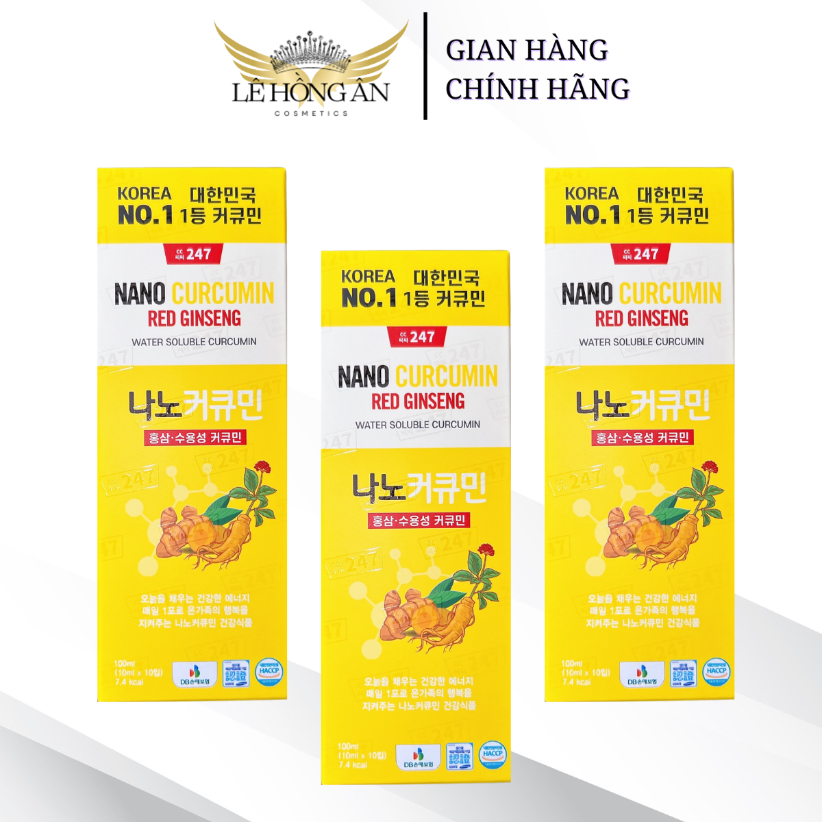 Tinh nghệ nước hồng sâm Nano Curcumin, nước tinh nghệ hồng sâm Hàn Quốc Nano Curcumin CC247 Red Ginseng - 1 Hộp