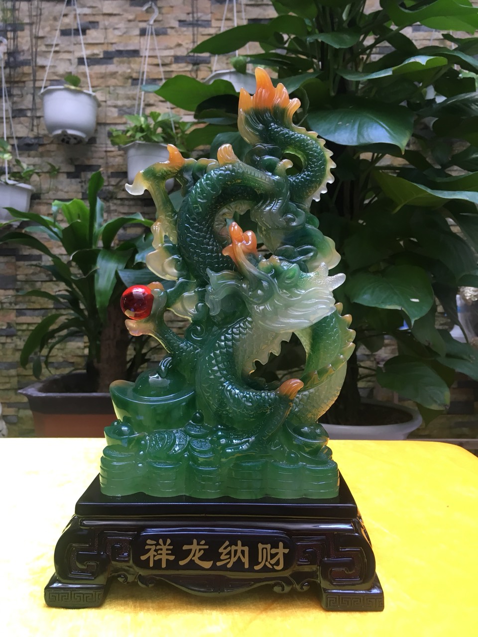 Tường long nạp tài/ rồng phong thủy (vàng,xanh)
