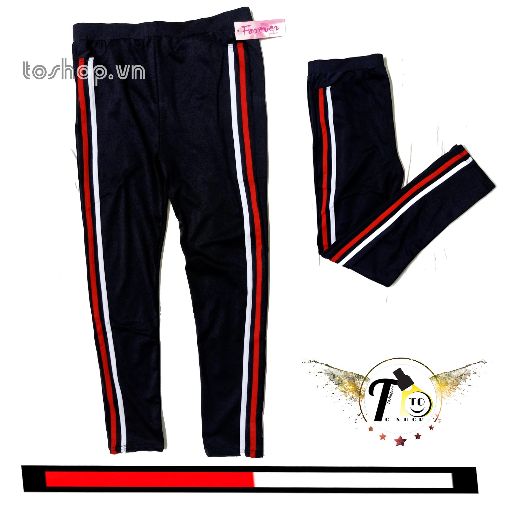 [HCM]Quần Thun Nữ - legging nữ ( 2 sọc trắng đỏ) 2STO2