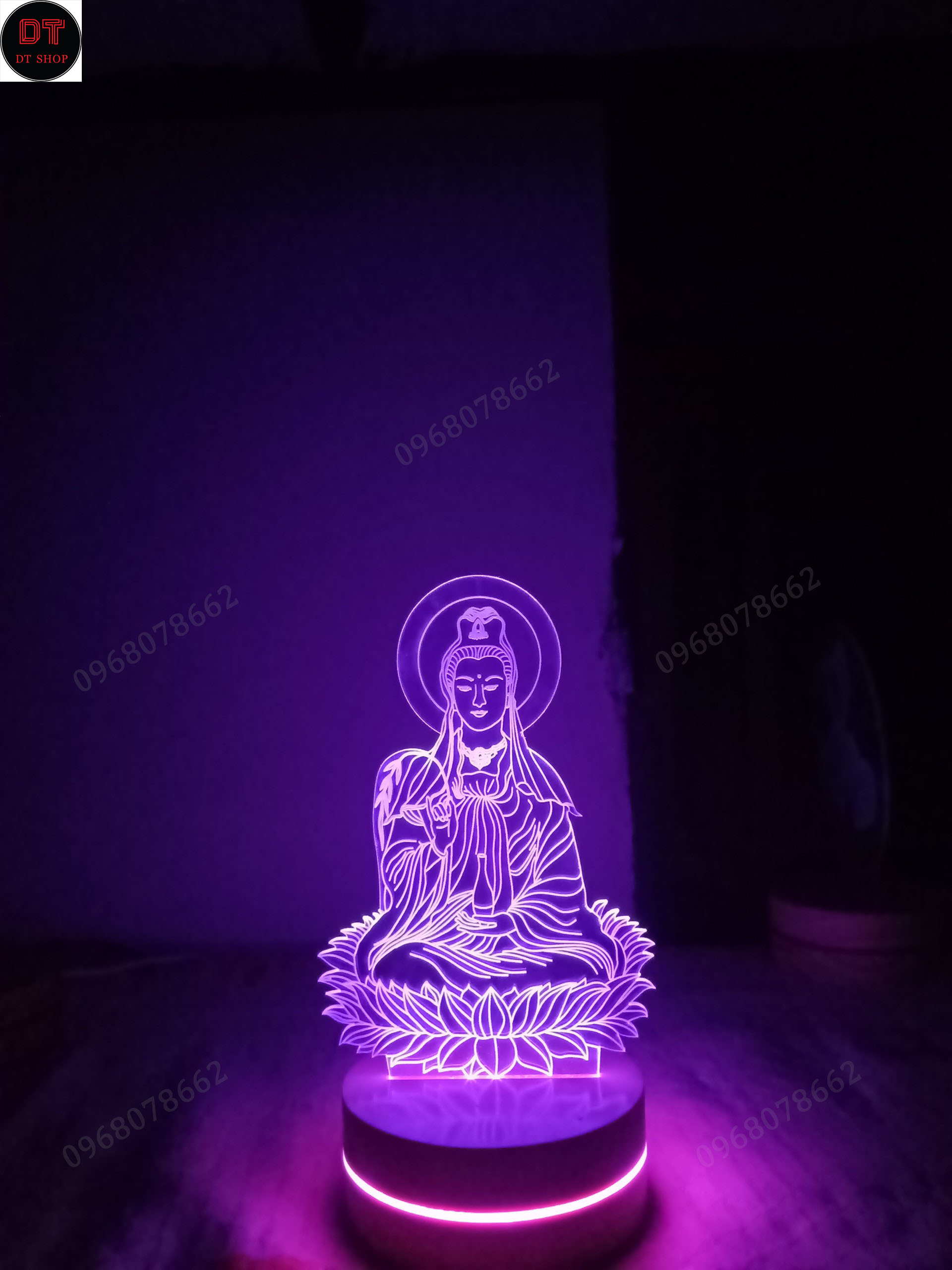 Đèn 3D hình Phật Quan Âm