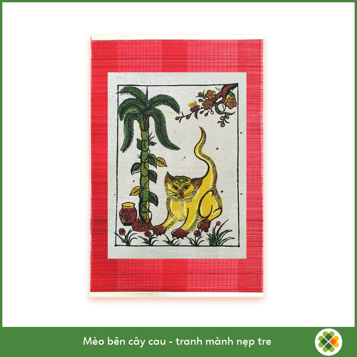 The Cat and the Areca Tree - Dong Ho folk woodcut painting