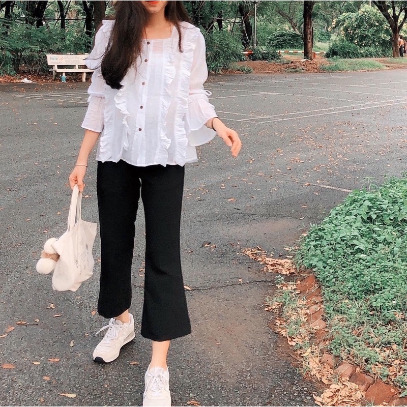 Áo trắng mỏng bèo RUCHAN