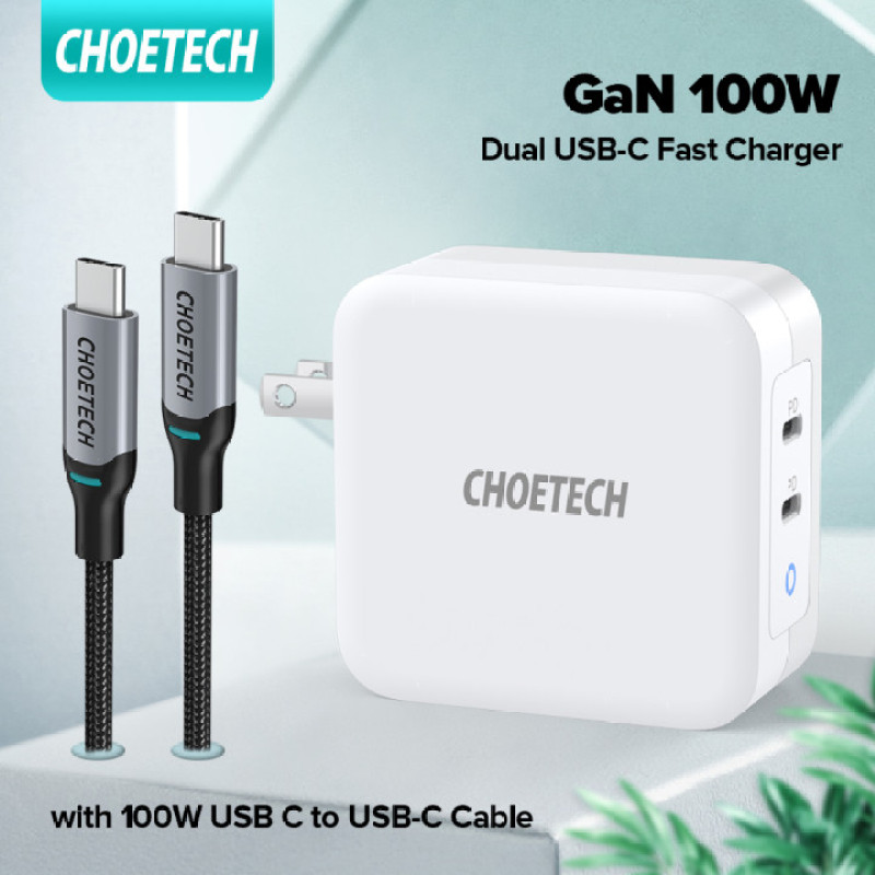 [Hot deal] Bộ sạc nhanh USB C CHOETECH 100W cung cấp năng lượng 3.0 công nghệ GaN Tech - INTL