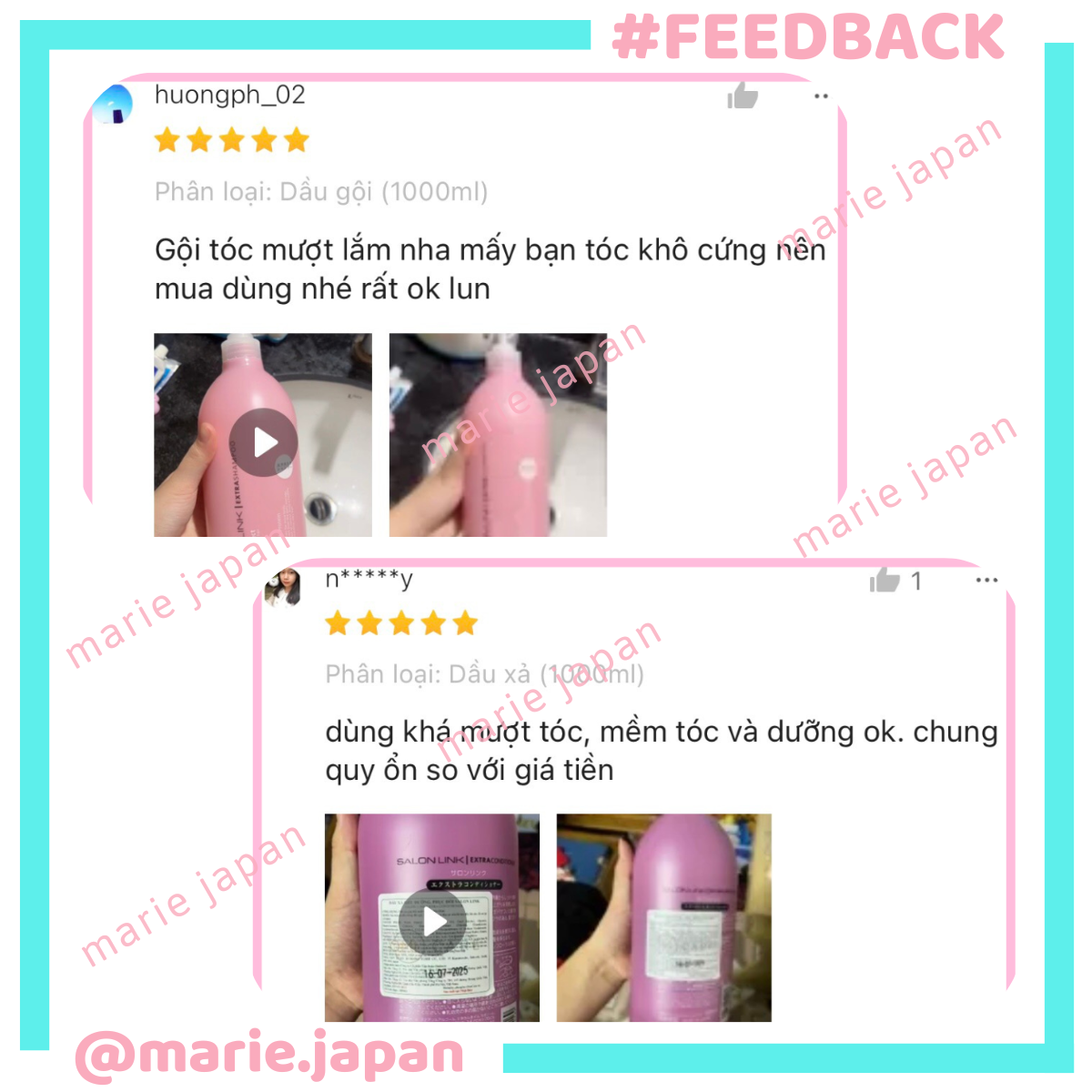 Set Gội Xả Suôn Mượt Tóc Salonlink Nhật Bản 1000ml