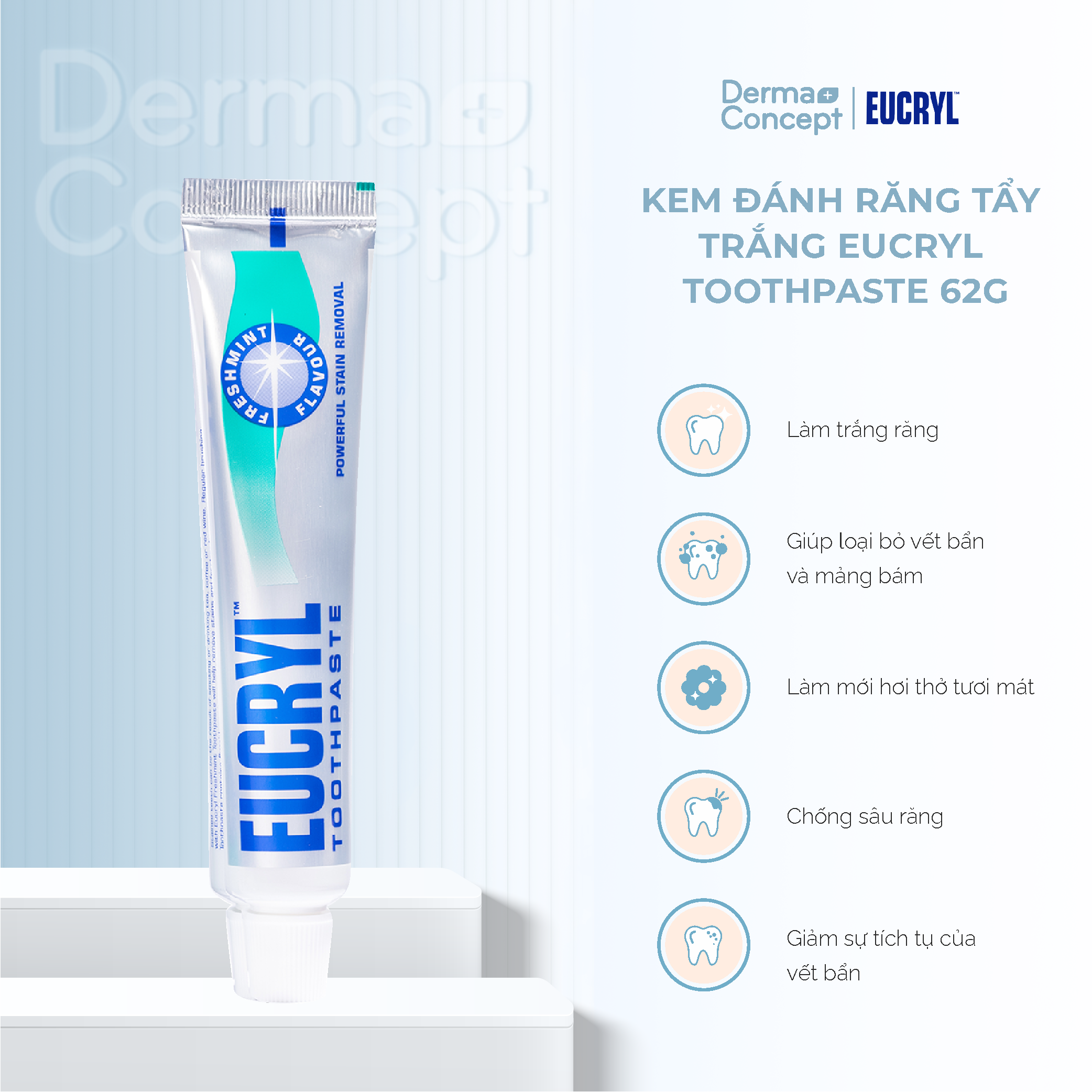 Kem Đánh Răng Tẩy Trắng Eucryl Toothpaste 62g