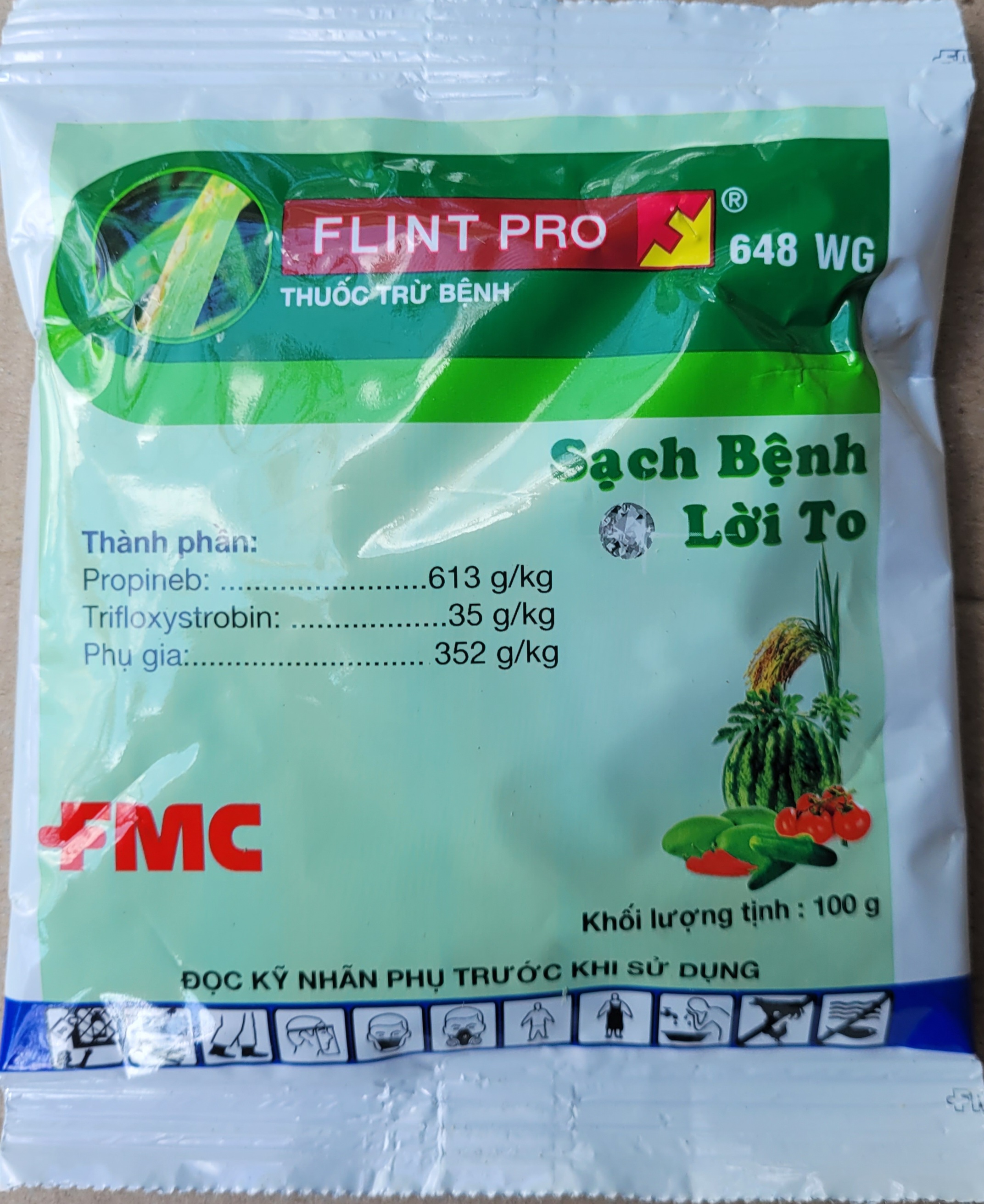 FLINT PRO 648WG, gói 100gr, Thuốc trừ bệnh Đạo ôn, thán thư, đốm lá