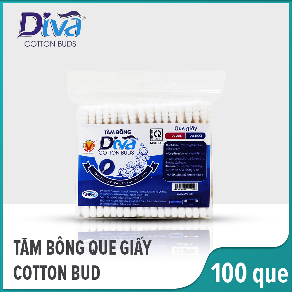 Tăm bông diva que giấy