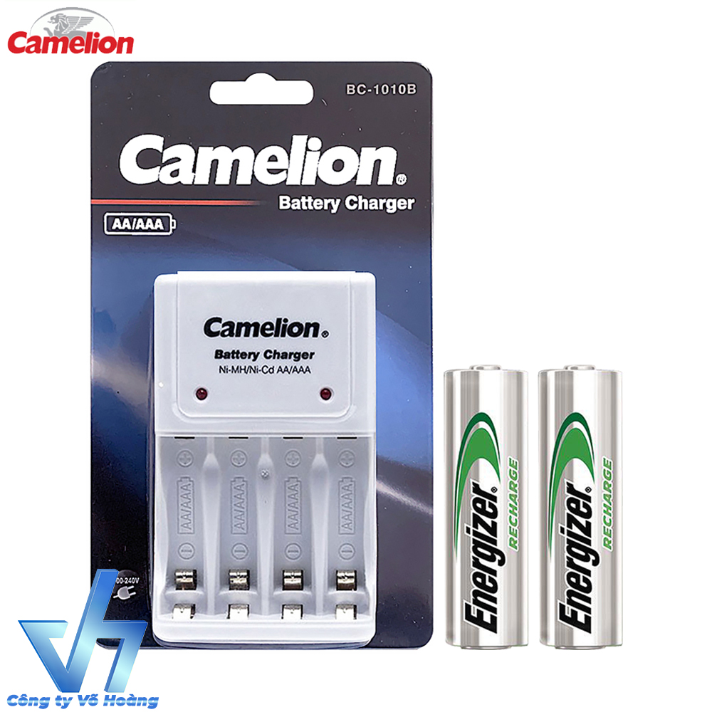 Bộ sạc Camelion 1010B kèm 2 pin AA Energizer 2000mAh TRAY