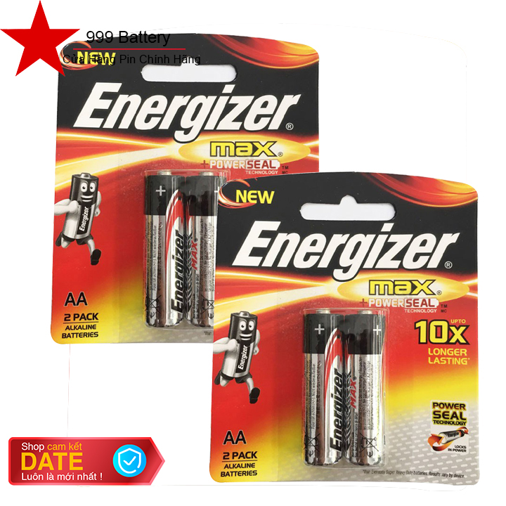 Combo 2 vỉ pin AA Energizer Alkaline (1 vỉ 2 viên) pin tiểu chính hãng