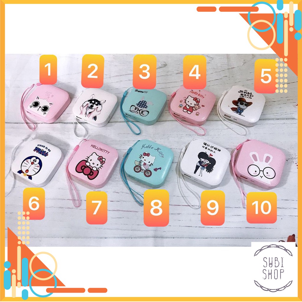 [KÈM DÂY] Sạc Dự Phòng hình Hello Kitty - Doremon (Có Dây Đeo) Dễ Thương
