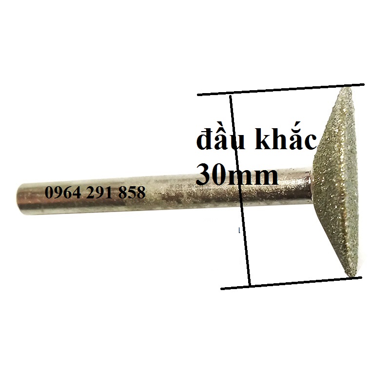 mũi khắc đá loại to - mũi kim cương loại to Hình T béo cán 6mm đầu 30mm