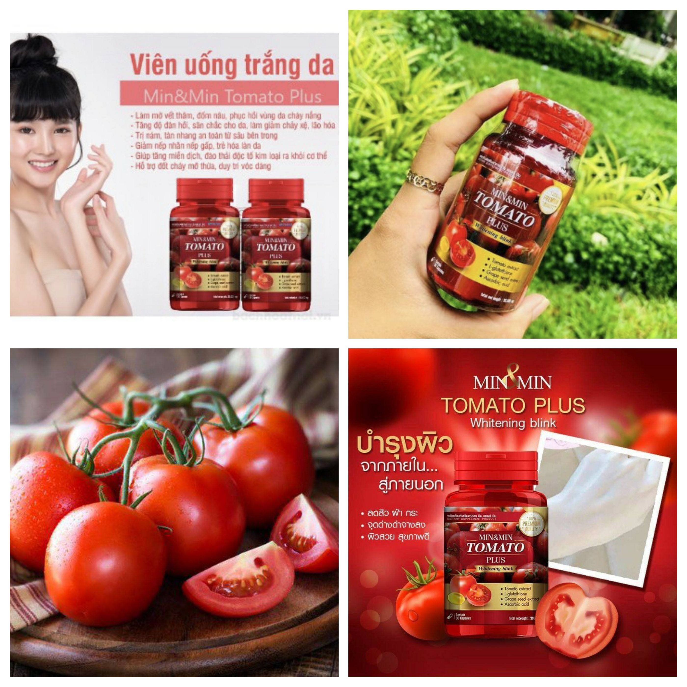 VIÊN UỐNG CÀ CHUA Tomato Plus Thái Lan dưỡng trắng da