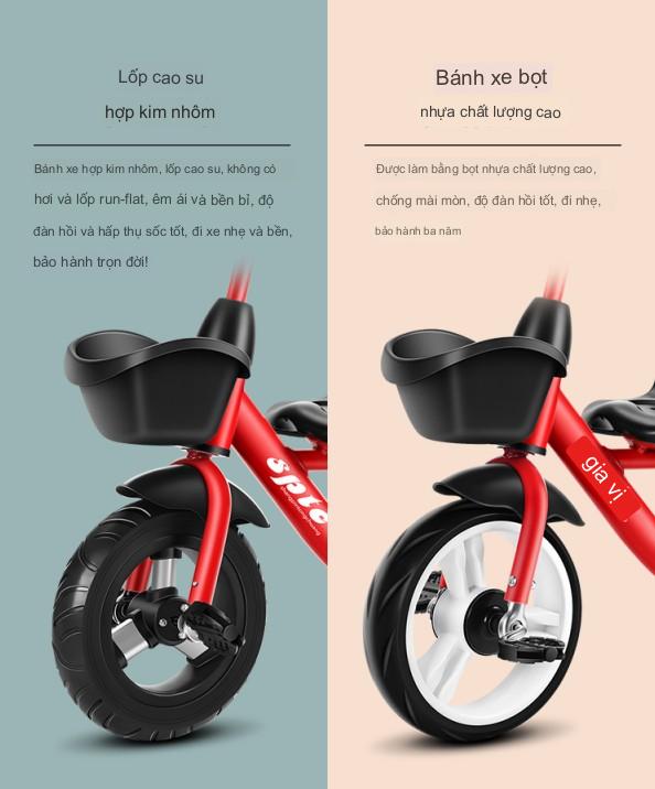 [FREESHIP MAX + MÃ GIẢM GIÁ] - Xe đạp ba bánh  yên da có giỏ cho bé