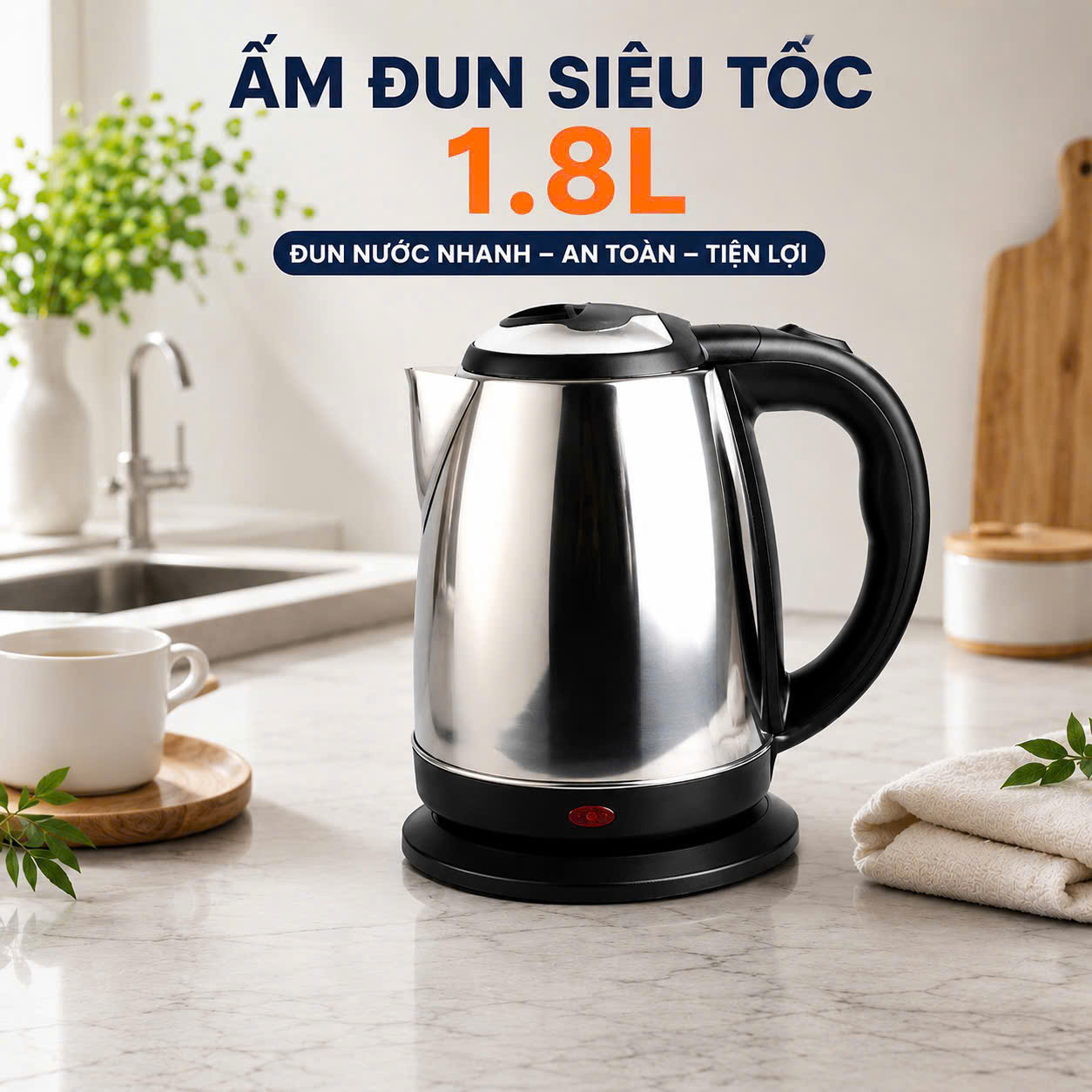 Stainless Steel Super-Speed Water Kettle, 1.8 Liter Electric Kettle - 1.8L Super-Speed Kettle