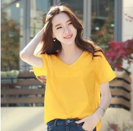 Áo thun nữ Body, cổ tim ( thun trơn, phông trơn)