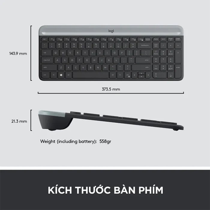 Combo chuột và bàn phím không dây Logitech MK470 slim, silent, wireless