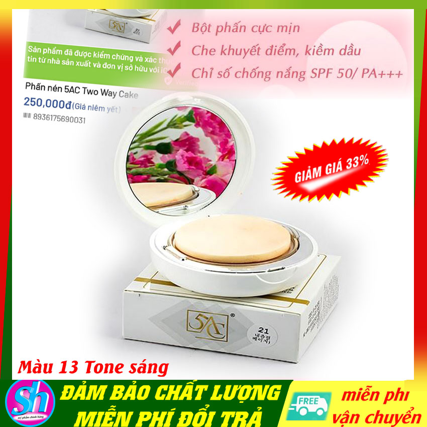 Phấn phủ phấn nén trang điểm kiềm dầu siêu mịn 5AC hàn quốc [Phiếu BH hãng]