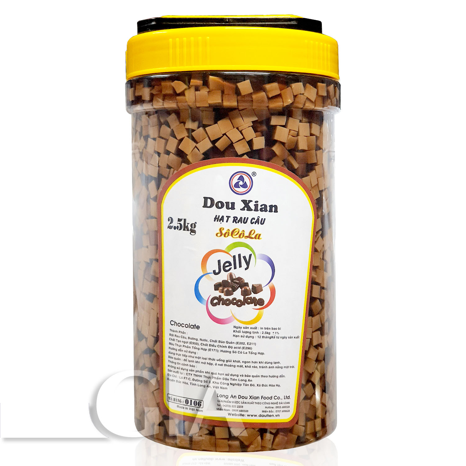Hạt rau câu Hàng Huy Douxian hộp 2.5kg - hương socola, khoai môn, trà xanh, nguyên vị - Gia store