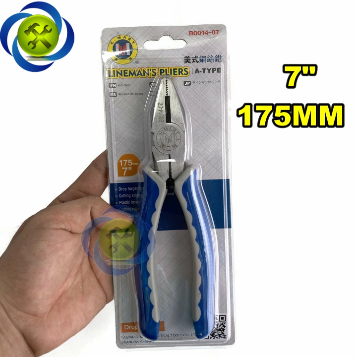 Kìm điện cán xanh trắng c-mart b0014-7 175mm 7inch