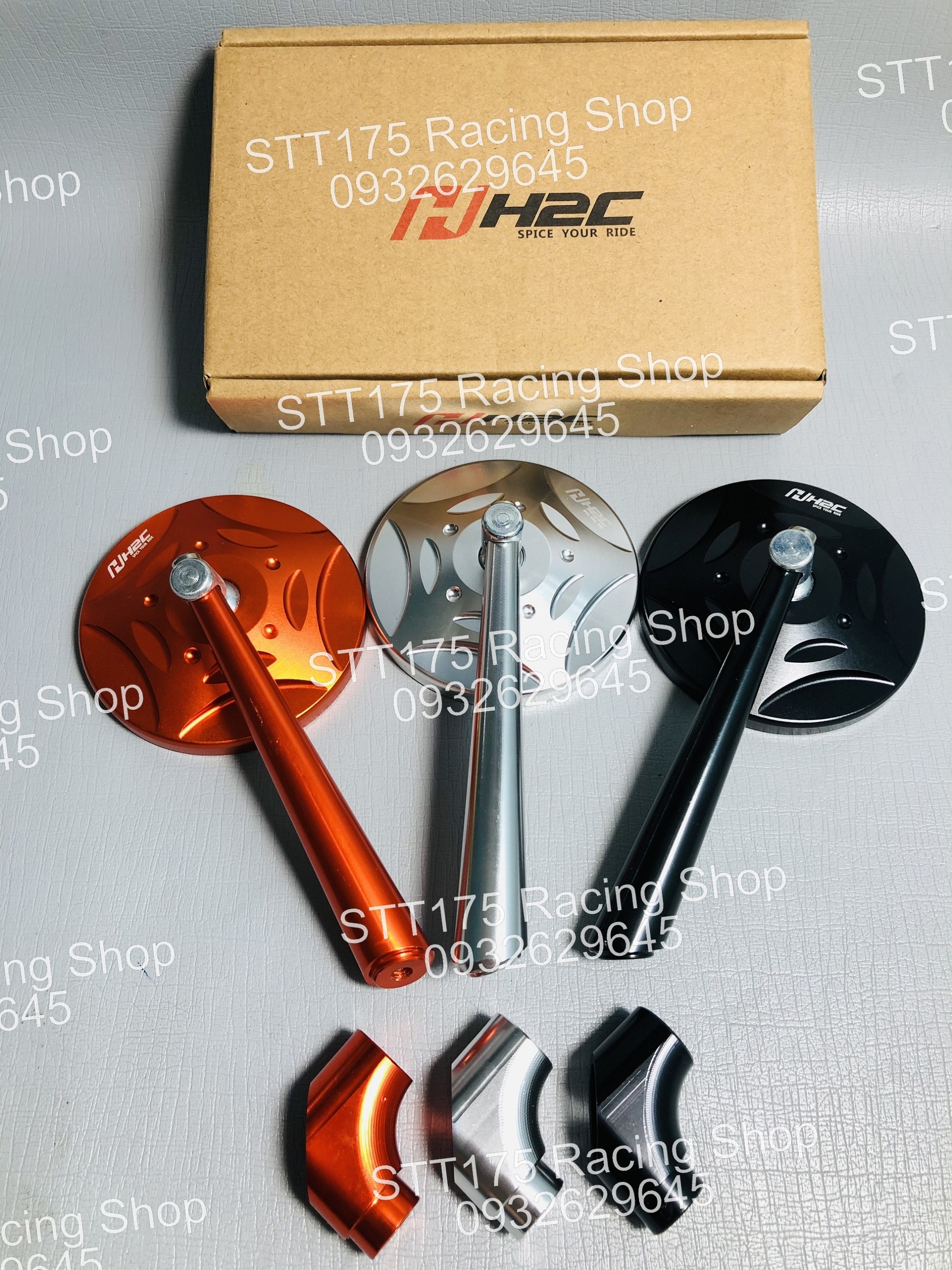 Kính Chiếu Hậu Tròn H2C Chân 744 ( MÀU ĐEN )