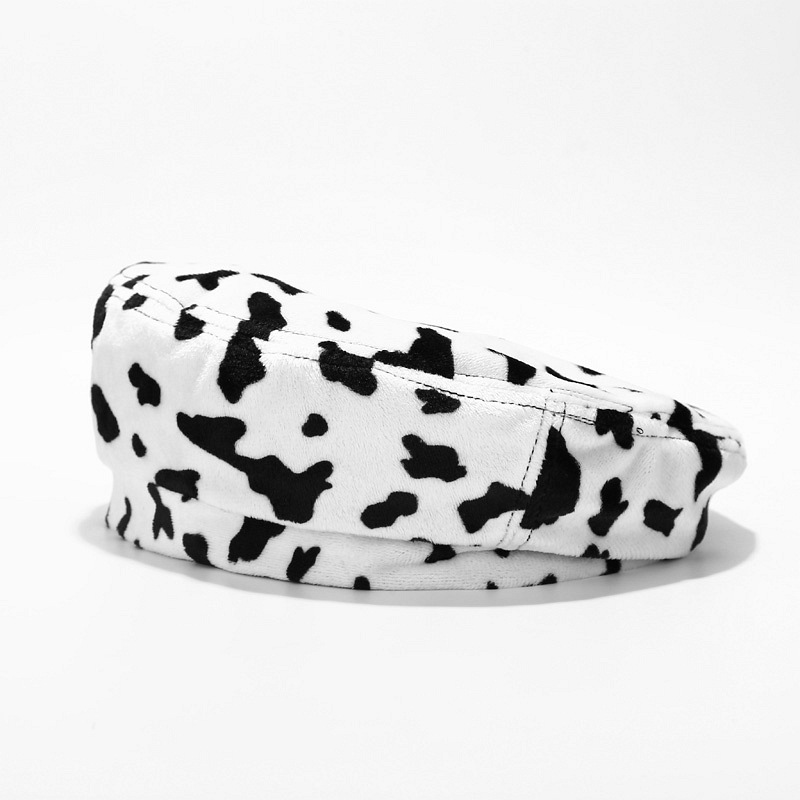 Nón Beret Unisex, Mũ Nồi Họa Sĩ Chất Lông Mềm Mịn Họa Tiết Bò Sữa & Ngựa Vằn Phong Cách Cổ Điển Thời Trang - Mã NV019