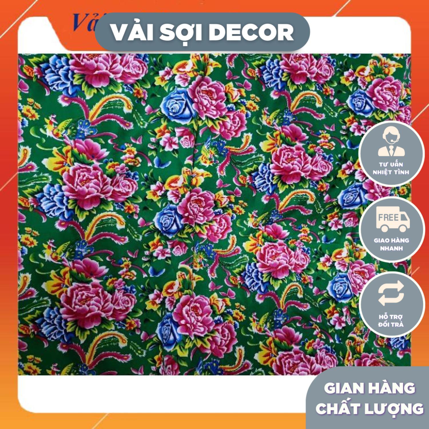 Vải con công màu xanh lá trang trí (khổ 1,6m)