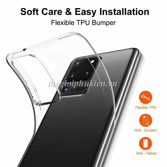 Ốp lưng Samsung Galaxy S20 Ultra silicon dẻo trong suốt