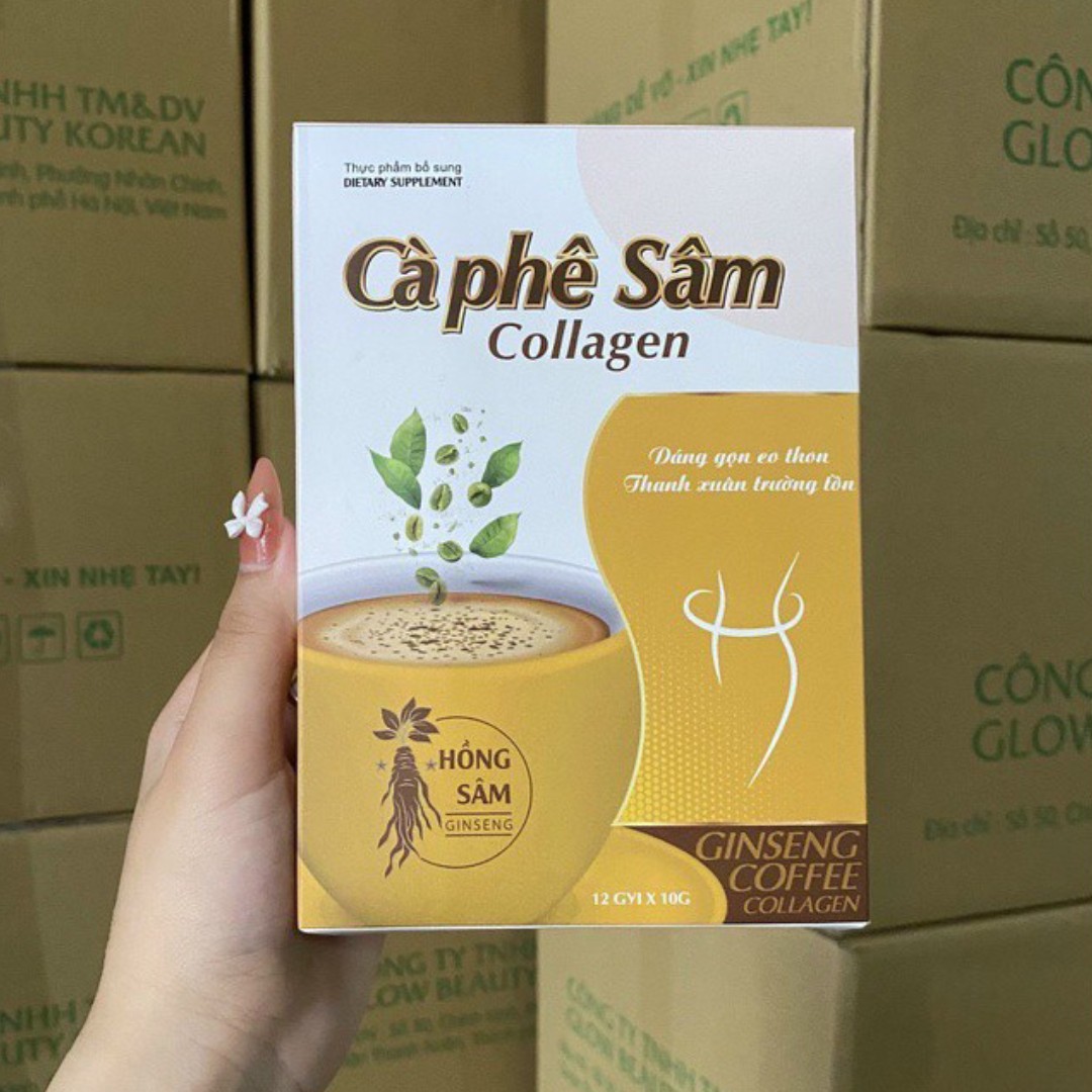 Hộp 12 gói cà phê sâm collagen đẹp da , giữ dáng , hỗ trợ giảm cân hiệu quả